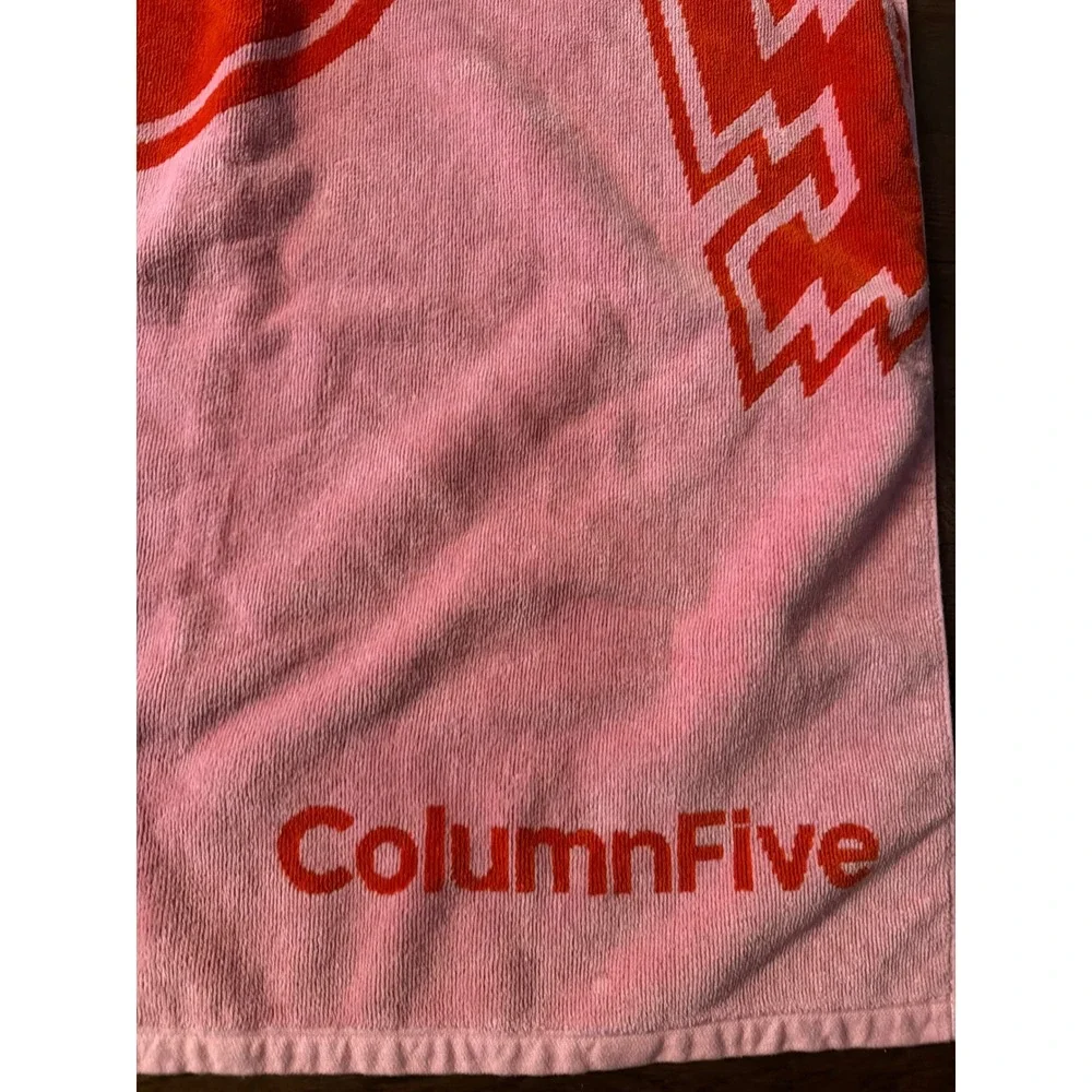 Column Five Pink Large Graphic Beach Towel 100% Cotton Made in USA